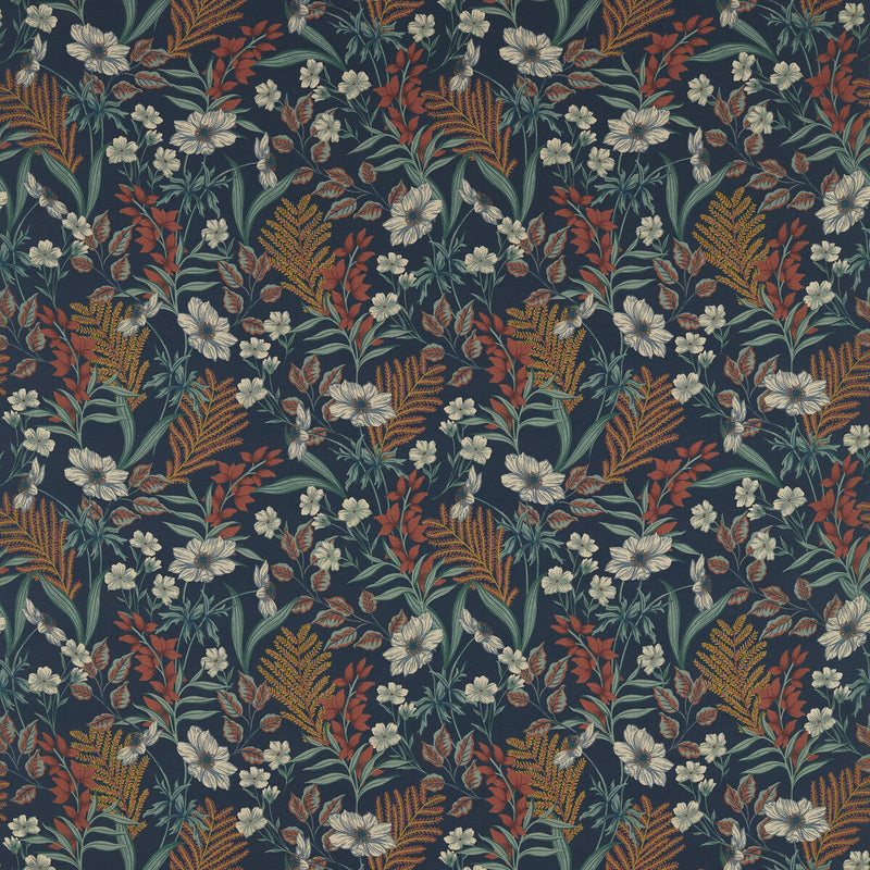 CLARKE AND CLARKE - HAZELBURY LINEN- MIDNIGHT/SPICE - Fabric by the Yard MIDNIGHT/SPICE
