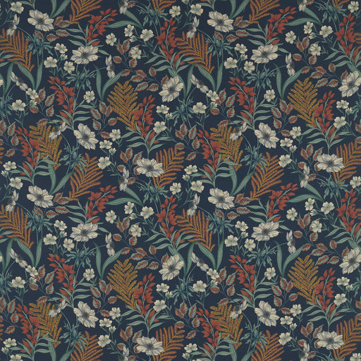 CLARKE AND CLARKE - HAZELBURY LINEN- MIDNIGHT/SPICE - Fabric by the Yard MIDNIGHT/SPICE