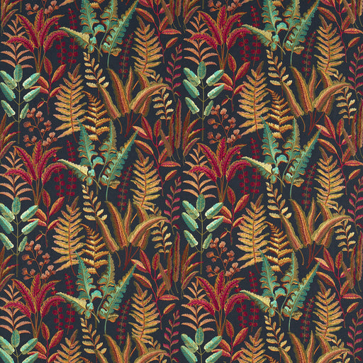 CLARKE AND CLARKE - BRACKEN- RUSSET AQUA EMB - Fabric by the Yard RUSSET AQUA EMB