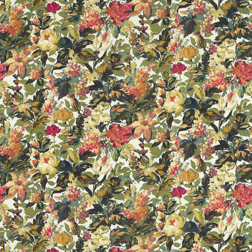CLARKE AND CLARKE - LILUM- OLIVE RASPBERRY - Fabric by the Yard OLIVE RASPBERRY