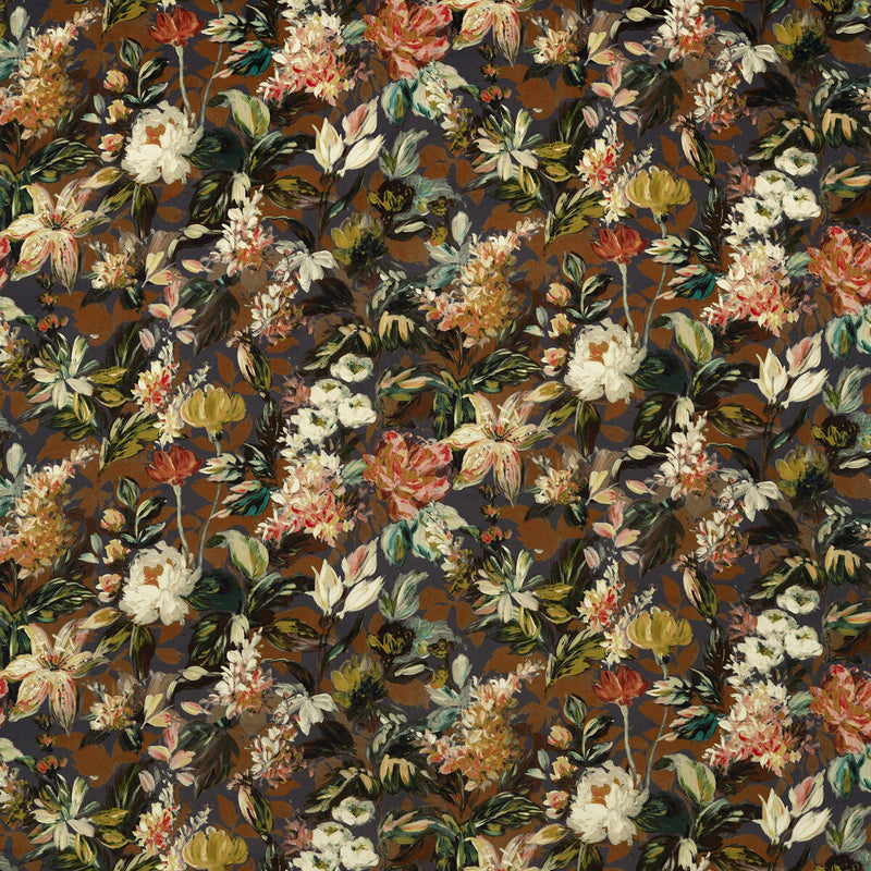 CLARKE AND CLARKE - LILUM- RUSSET NOIR VELVET - Fabric by the Yard RUSSET NOIR VELVET