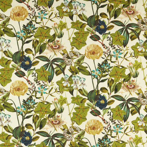 CLARKE AND CLARKE - PASSIFLORA OUTDOOR- DENIM - Fabric by the Yard DENIM