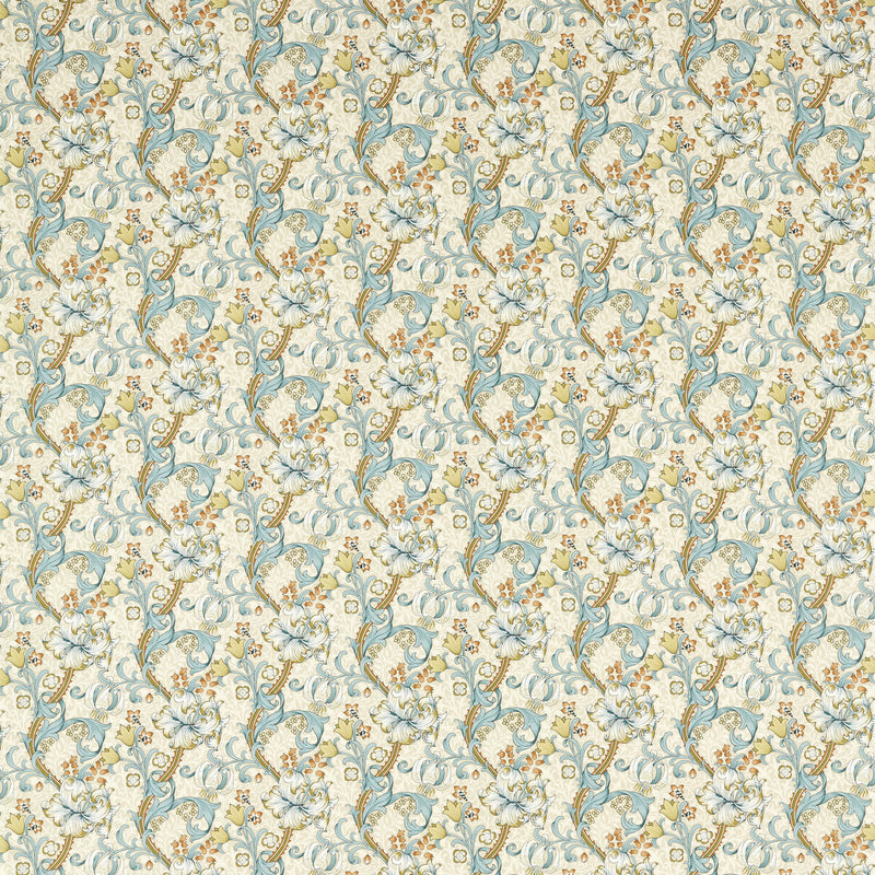 CLARKE AND CLARKE - GOLDEN LILY- LINEN/TEAL - Fabric by the Yard LINEN/TEAL