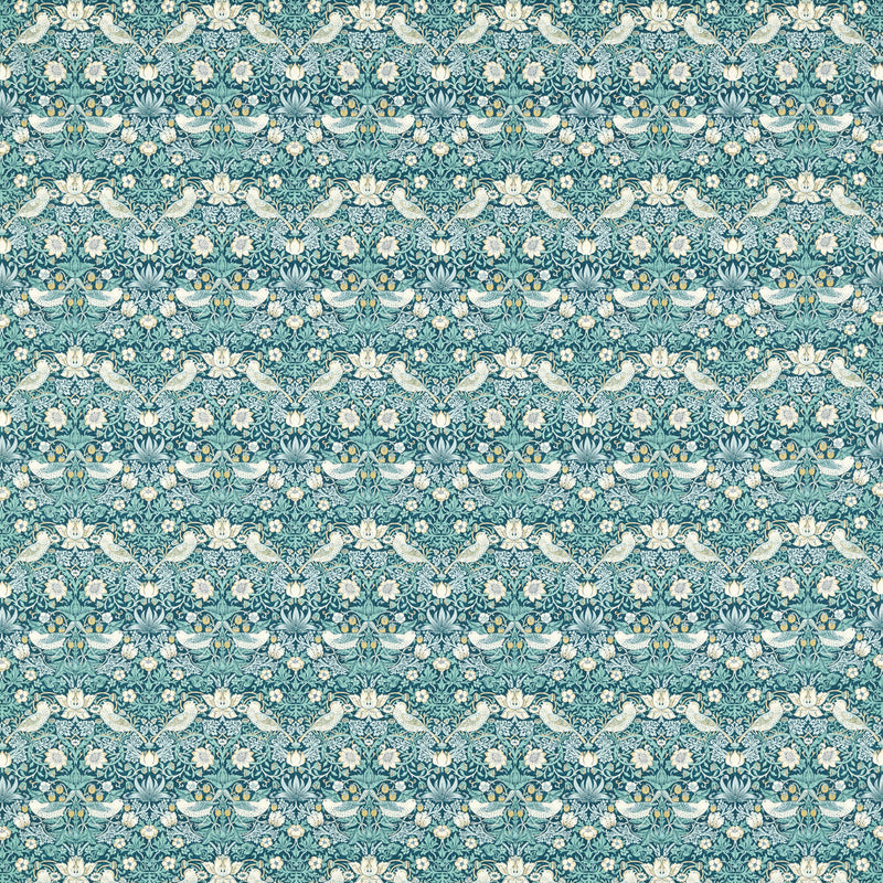 CLARKE AND CLARKE - STRAWBERRY THIEF- TEAL - Fabric by the Yard TEAL