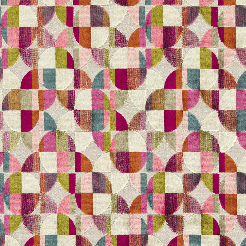 CLARKE AND CLARKE - DELAUNAY- MAGENTA PEACOCK - Fabric by the Yard MAGENTA PEACOCK