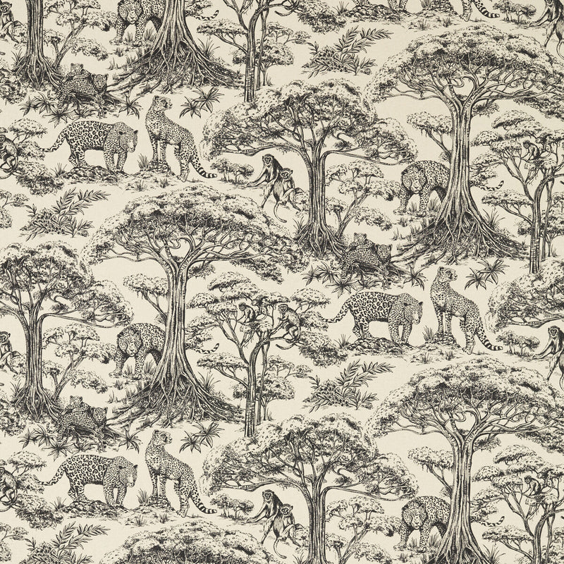 CLARKE AND CLARKE - KISUMU- NOIR/LINEN - Fabric by the Yard NOIR/LINEN