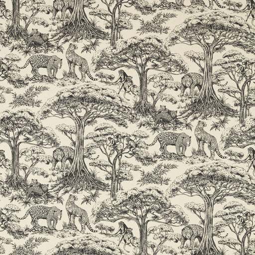 CLARKE AND CLARKE - KISUMU- NOIR/LINEN - Fabric by the Yard NOIR/LINEN
