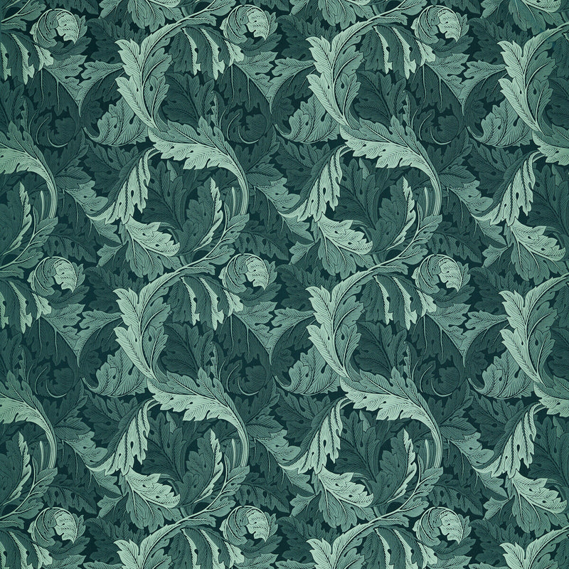 CLARKE AND CLARKE - ACANTHUS JACQUARD- TEAL - Fabric by the Yard TEAL