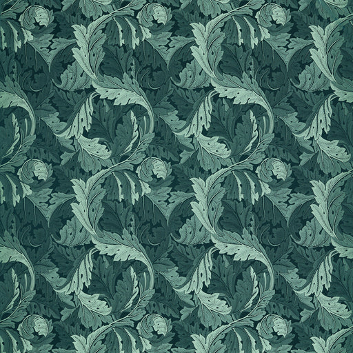 CLARKE AND CLARKE - ACANTHUS JACQUARD- TEAL - Fabric by the Yard TEAL