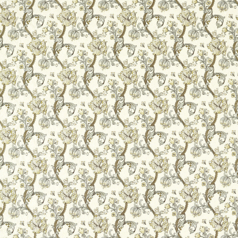 CLARKE AND CLARKE - GOLDEN LILY EMBROIDERY- DOVE - Fabric by the Yard DOVE