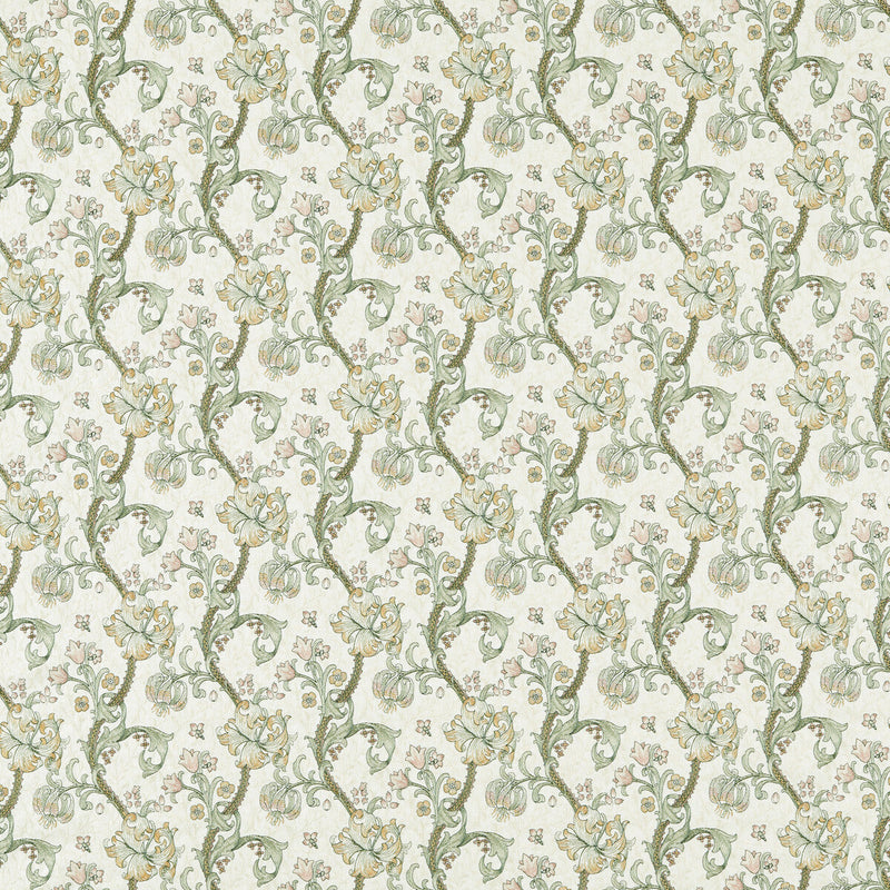 CLARKE AND CLARKE - GOLDEN LILY EMBROIDERY- LINEN/BLUSH - Fabric by the Yard LINEN/BLUSH