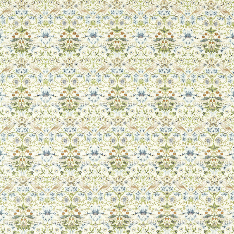 CLARKE AND CLARKE - STRAWBERRY THIEF EMBROIDERY- APPLE/BLUE - Fabric by the Yard APPLE/BLUE