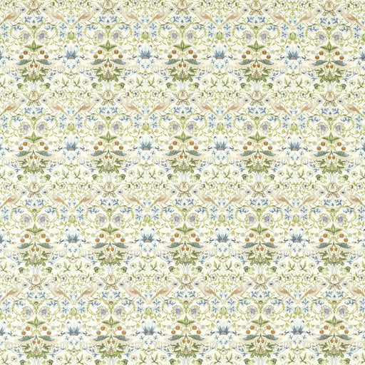CLARKE AND CLARKE - STRAWBERRY THIEF EMBROIDERY- APPLE/BLUE - Fabric by the Yard APPLE/BLUE