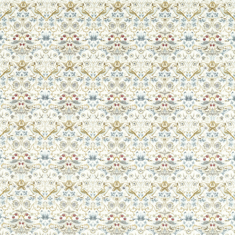 CLARKE AND CLARKE - STRAWBERRY THIEF EMBROIDERY- DENIM - Fabric by the Yard DENIM