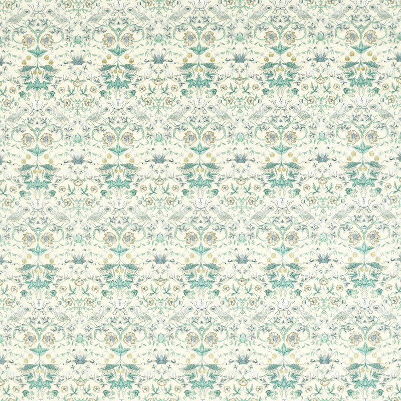 CLARKE AND CLARKE - STRAWBERRY THIEF EMBROIDERY- TEAL - Fabric by the Yard TEAL