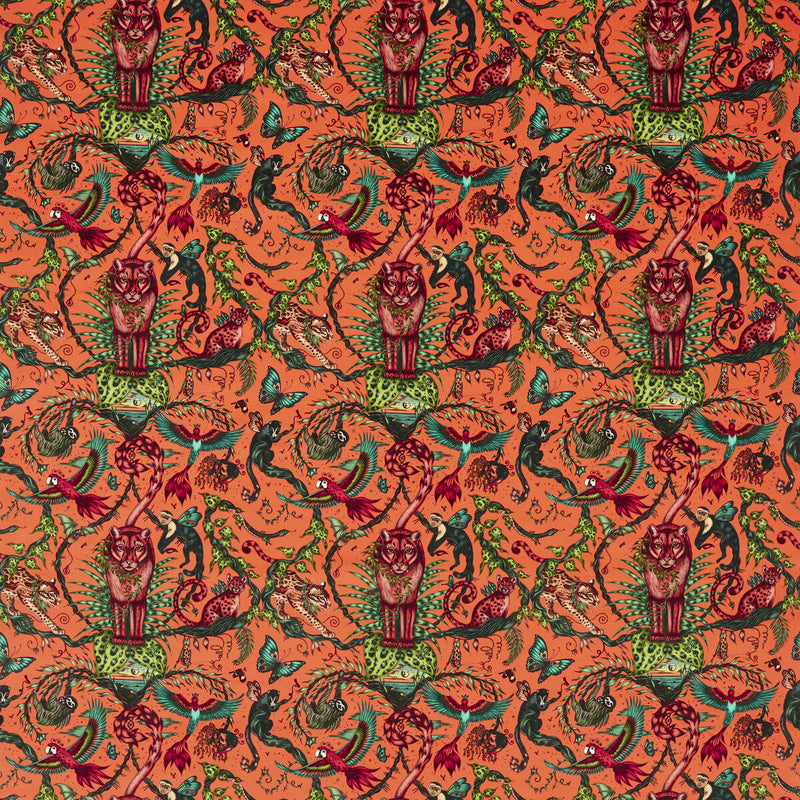 CLARKE AND CLARKE - BOSQUE DREAMS VELVET- CORAL - Fabric by the Yard CORAL