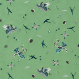 CLARKE AND CLARKE - DRACO COSMOS- GREEN EMBROIDERY - Fabric by the Yard