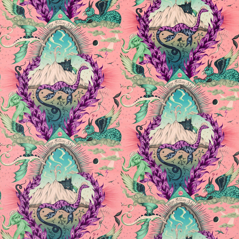 CLARKE AND CLARKE - HIGHLANDIA VELVET- PINK - Fabric by the Yard PINK