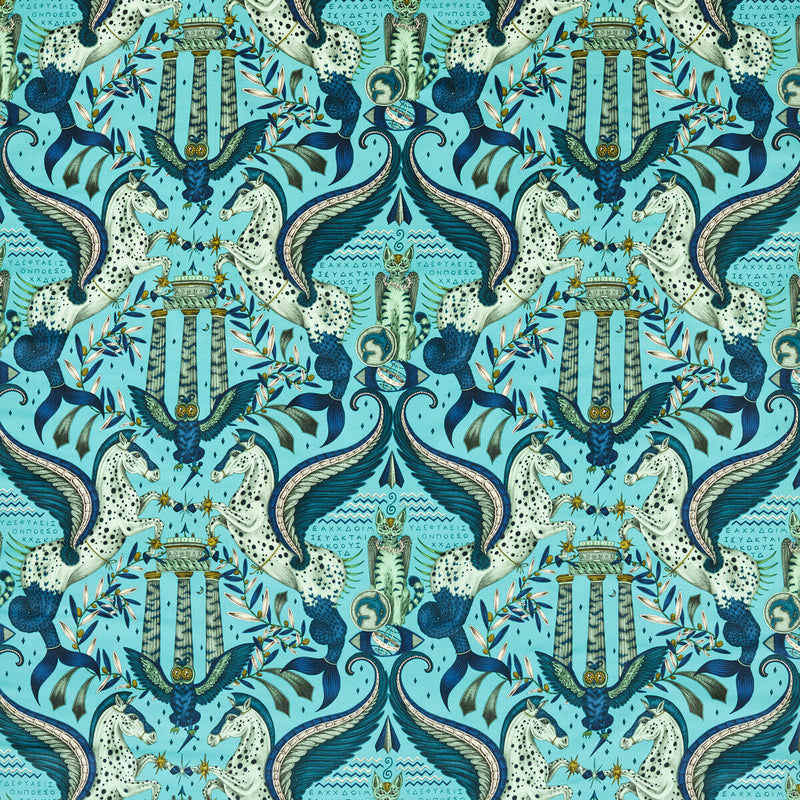 CLARKE AND CLARKE - ODYSSEY MYTHOS VELVET- PEACOCK - Fabric by the Yard PEACOCK