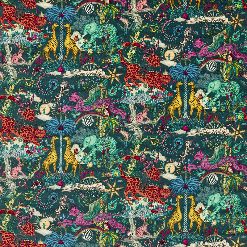 CLARKE AND CLARKE - PARADISE LOST VELVET- TEAL - Fabric by the Yard TEAL