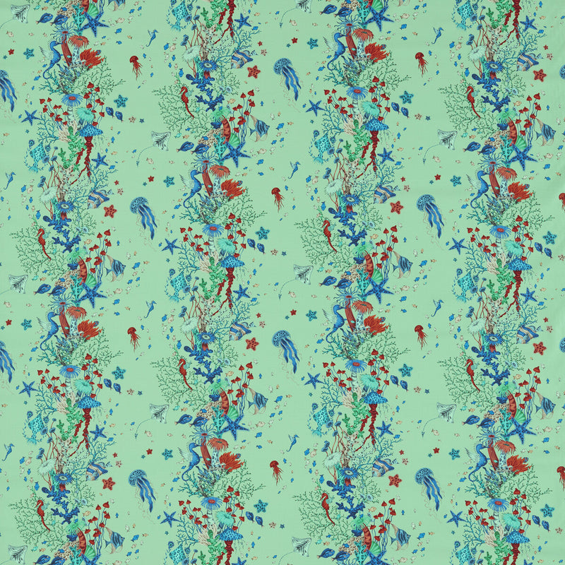 CLARKE AND CLARKE - SEAFOREST- AQUA - Fabric by the Yard AQUA
