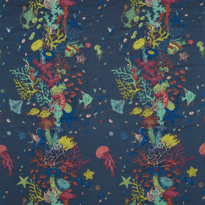 CLARKE AND CLARKE - SEAFOREST JACQUARD- NAVY - Fabric by the Yard NAVY