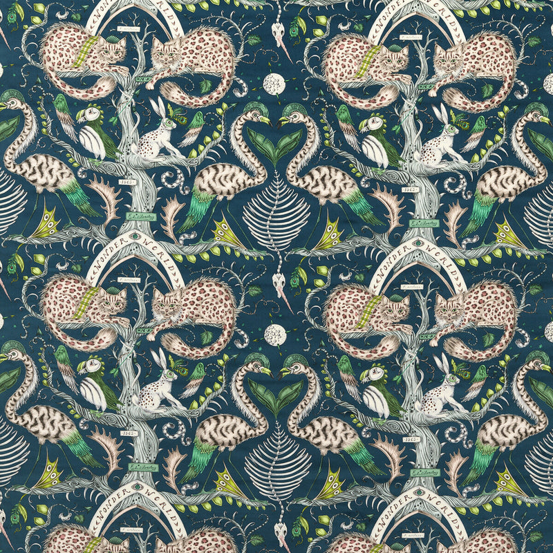 CLARKE AND CLARKE - WONDER WORLD VELVET- TEAL - Fabric by the Yard TEAL