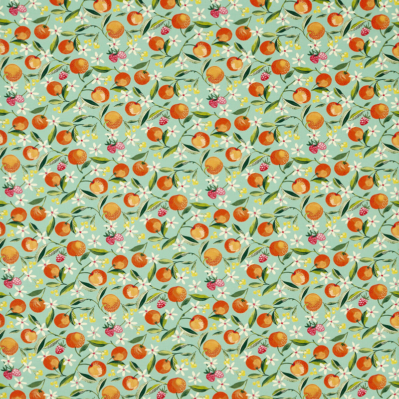 CLARKE AND CLARKE - ORANGE BLOSSOM - JADE - Fabric By The YARD