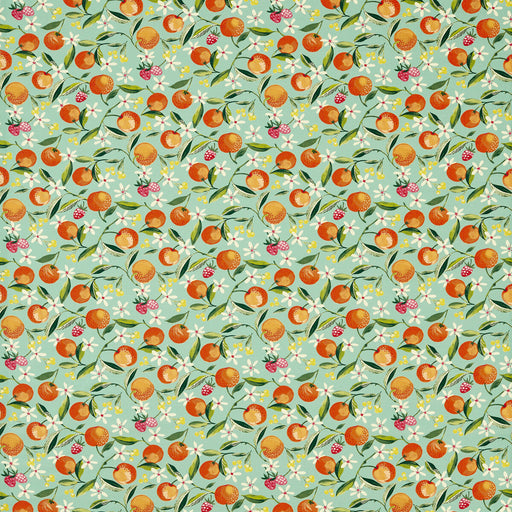 CLARKE AND CLARKE - ORANGE BLOSSOM - JADE - Fabric By The YARD