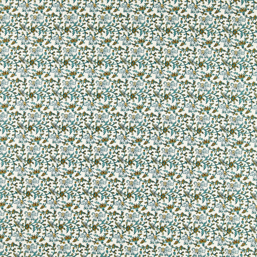 CLARKE AND CLARKE - HATHI EMBROIDERY - TEAL - Fabric By The YARD