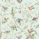 COLE & SON - HUMMINGBIRDS COTTON PRINT- DUCK EGG - Fabric by the Yard
