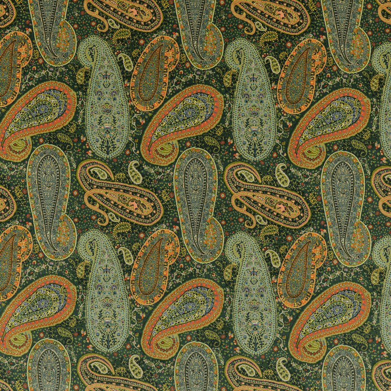 MULBERRY - PEREGRINE PAISLEY VELVET- EMERALD - Fabric by the Yard EMERALD