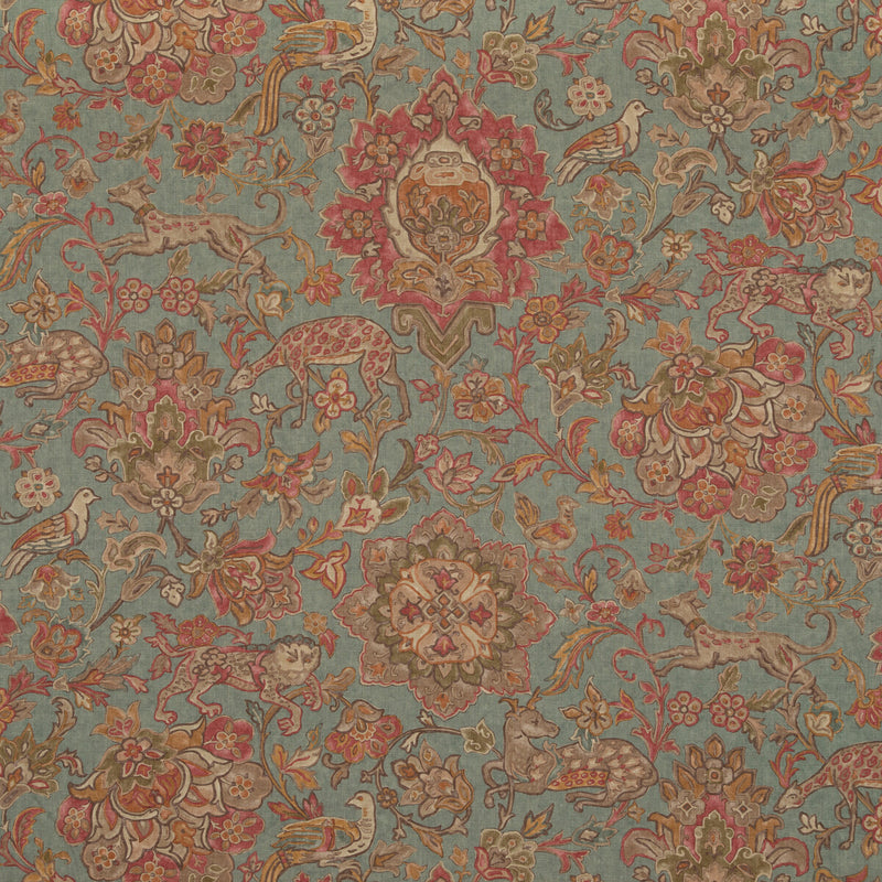 MULBERRY - WILD THINGS- TEAL - Fabric by the Yard TEAL