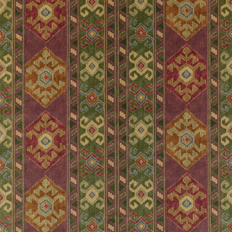MULBERRY - NOMAD VELVET- PLUM/GREEN - Fabric by the Yard PLUM/GREEN