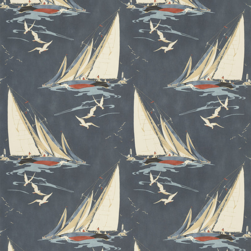 MULBERRY - ROUND THE ISLAND- INDIGO - Fabric by the Yard INDIGO