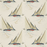 MULBERRY - ROUND THE ISLAND- RED/BLUE - Fabric by the Yard
