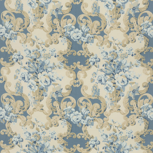 MULBERRY - FLORAL ROCOCO- BLUE - Fabric by the Yard BLUE