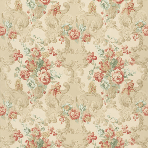 MULBERRY - FLORAL ROCOCO- LOVAT/RED - Fabric by the Yard LOVAT/RED
