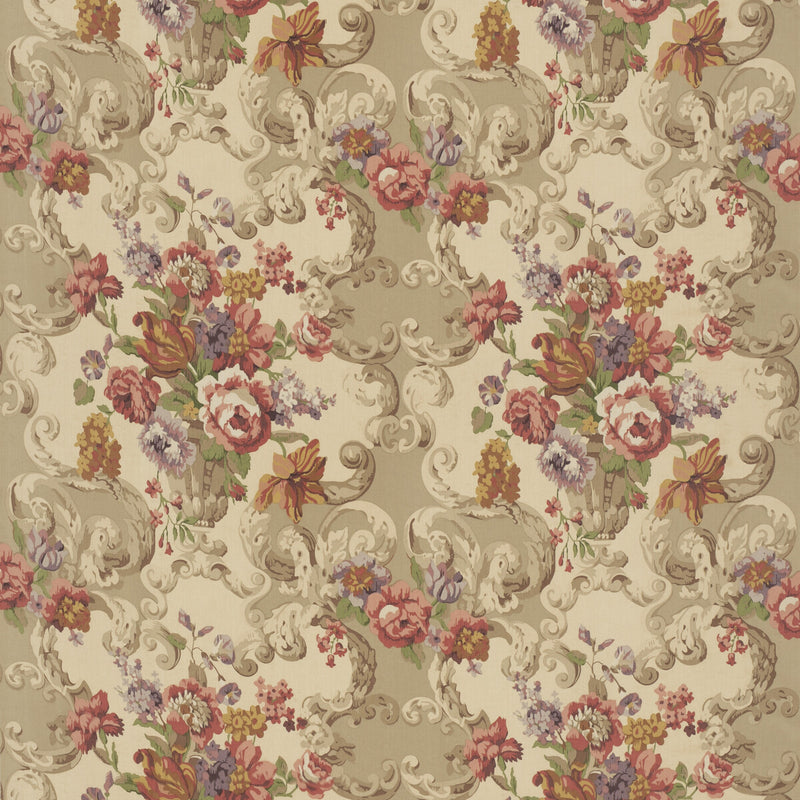 MULBERRY - FLORAL ROCOCO- RED/PLUM - Fabric by the Yard RED/PLUM