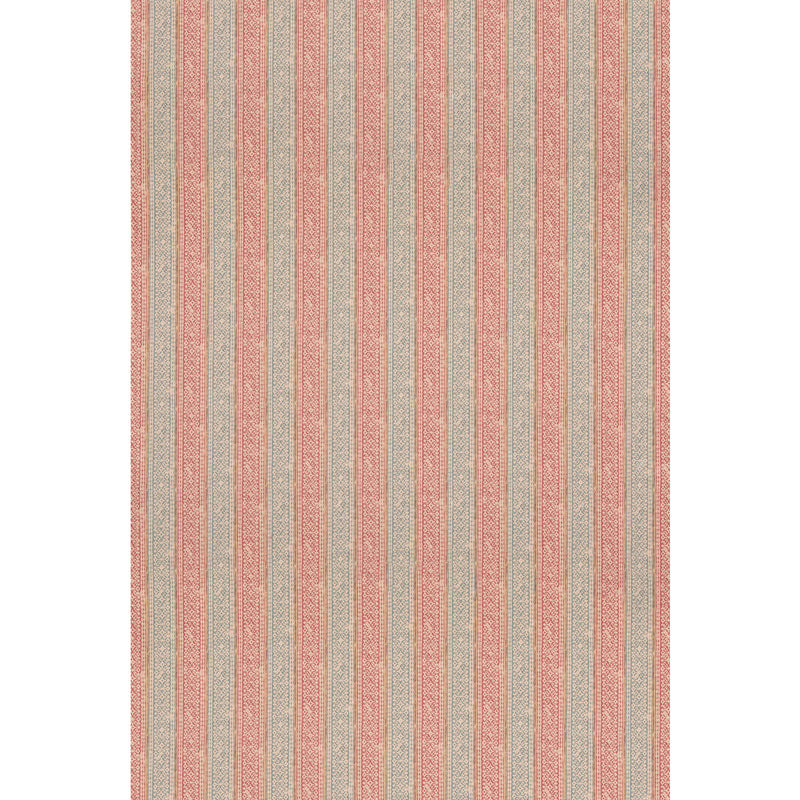 MULBERRY - LADBROKE STRIPE- TEAL/RED - Fabric by the Yard TEAL/RED