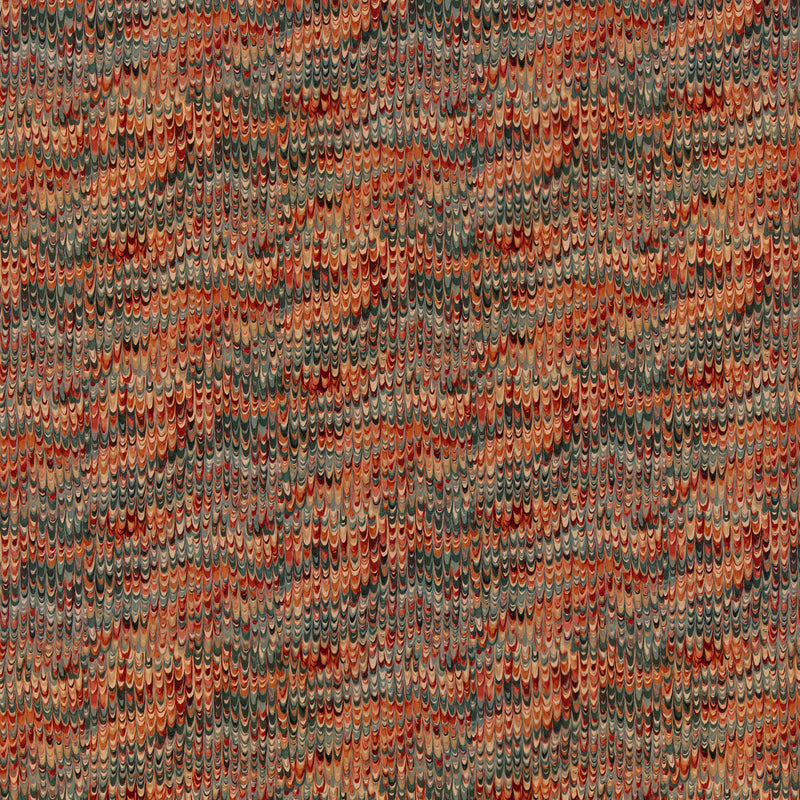 MULBERRY - END PAPER VELVET- TEAL/SPICE - Fabric by the Yard TEAL/SPICE