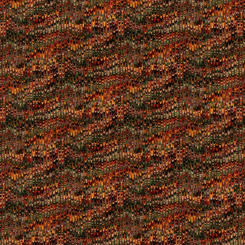 MULBERRY - END PAPER VELVET- RED/GREEN - Fabric by the Yard RED/GREEN