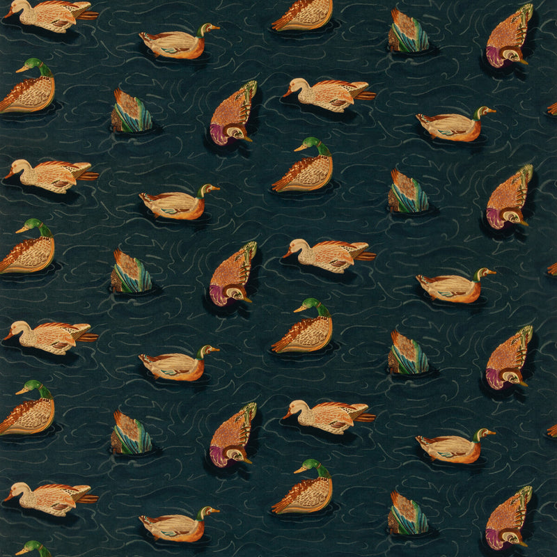 MULBERRY - DUCK POND VELVET- INDIGO - Fabric by the Yard INDIGO