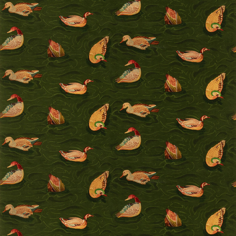 MULBERRY - DUCK POND VELVET- EMERALD - Fabric by the Yard EMERALD