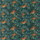 MULBERRY - FOREST DUCKS VELVET- TEAL - Fabric by the Yard