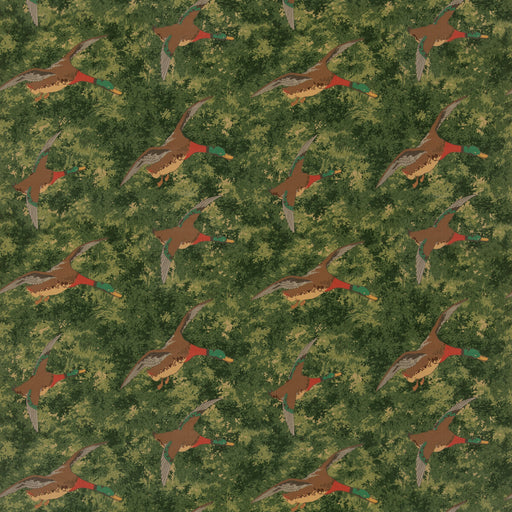MULBERRY - FOREST DUCKS VELVET- EMERALD - Fabric by the Yard EMERALD
