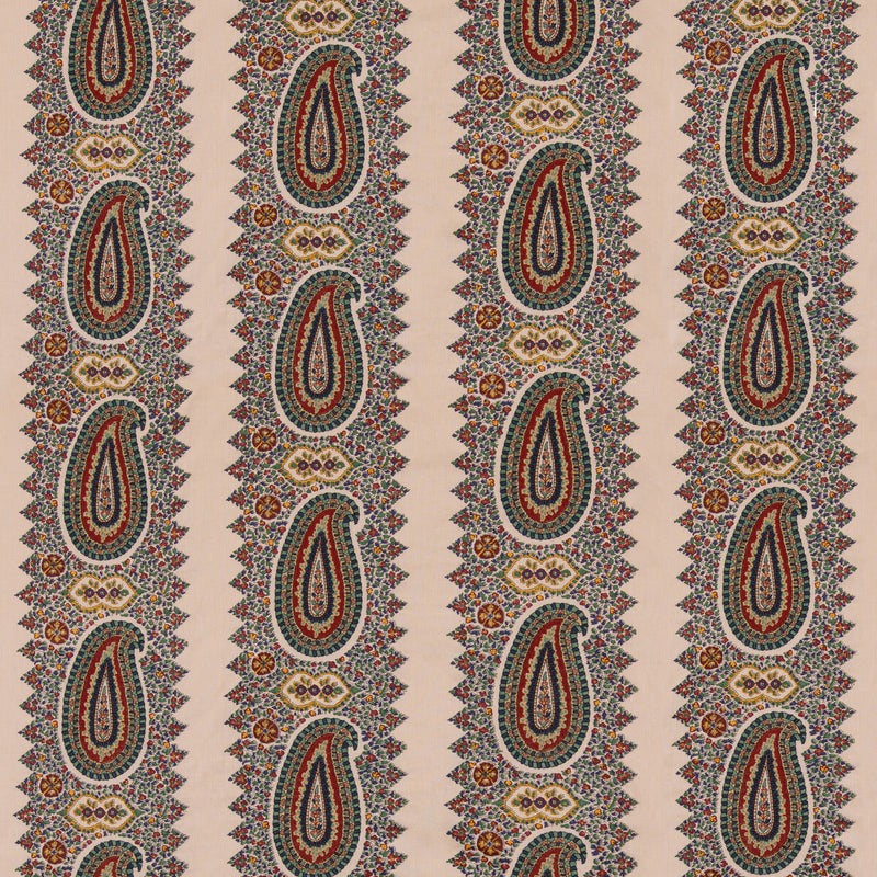 MULBERRY - PAISLEY STRIPE- INDIGO/RED - Fabric by the Yard INDIGO/RED