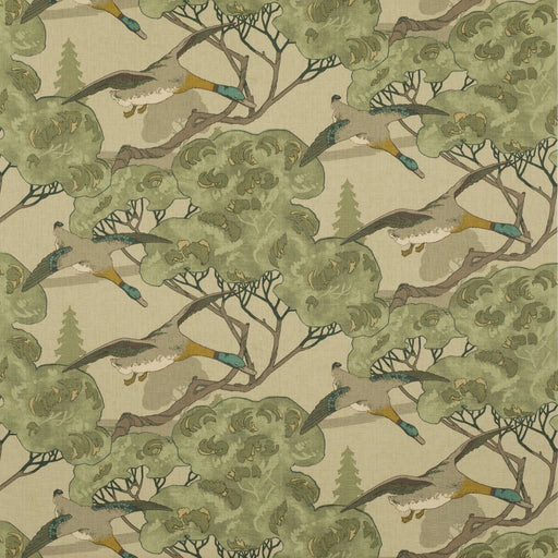 MULBERRY - FLYING DUCKS- EMERALD - Fabric by the Yard EMERALD