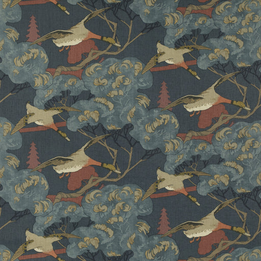 MULBERRY - FLYING DUCKS- RED/BLUE - Fabric by the Yard RED/BLUE