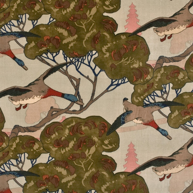 MULBERRY - FLYING DUCKS VELVET- SKY - Fabric by the Yard SKY